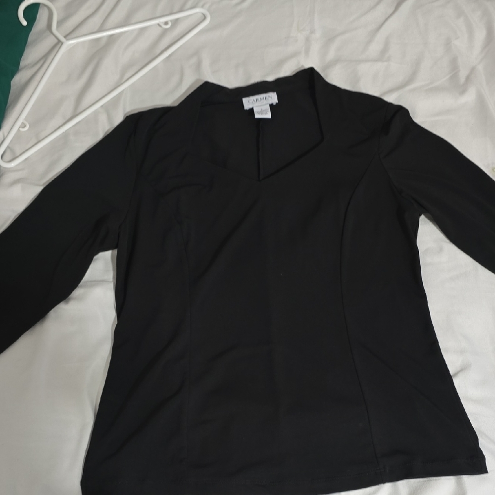 Kasper Black V-Neck Blouse
